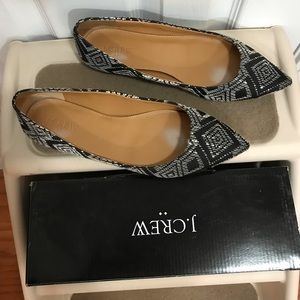 J. Crew Black and White Pointy Toe Flats | Size 7.5